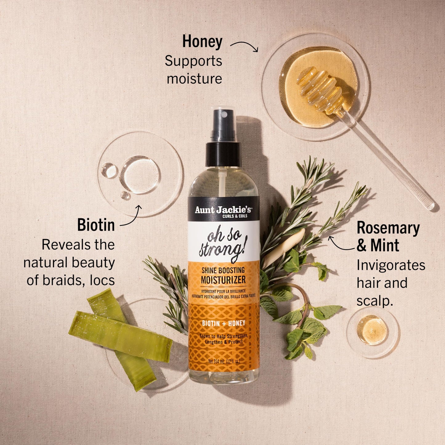 Aunt Jackie's Award-Winning Braid + Twist Collection Oh So Strong Shine Boosting Moisturizer, 12 fl oz