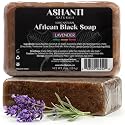 Ashanti Naturals African Black Soap Bar | Scented Natural Black Soap with Raw Shea Butter and Coconut Oil - 2pk 4oz Bars (Lavendar)