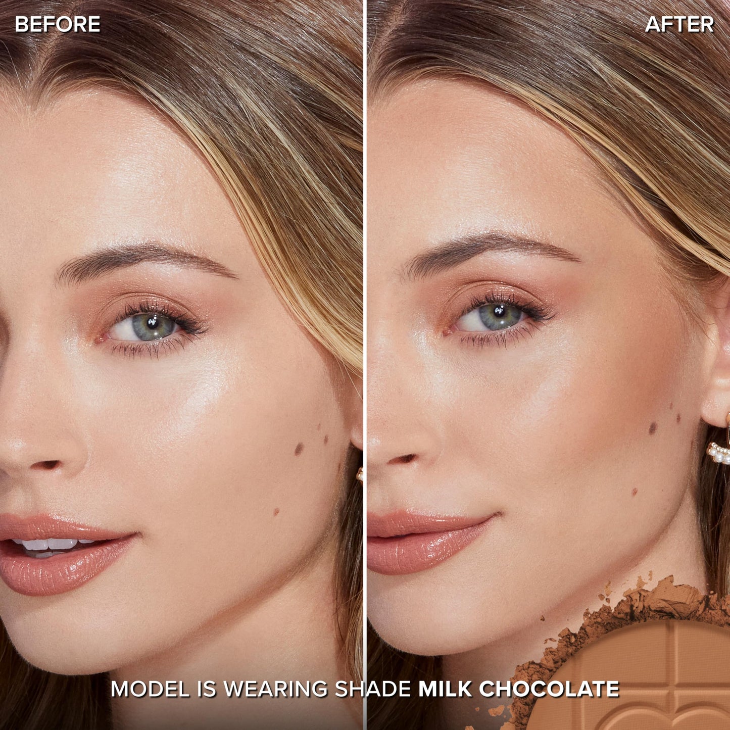 Too Faced Chocolate Soleil Matte Blurring Bronzer | Matte Bronzer Powder that Mimics Natural Skin for Blurred Sun-Kissed Effect, Milk Chocolate, 0.28