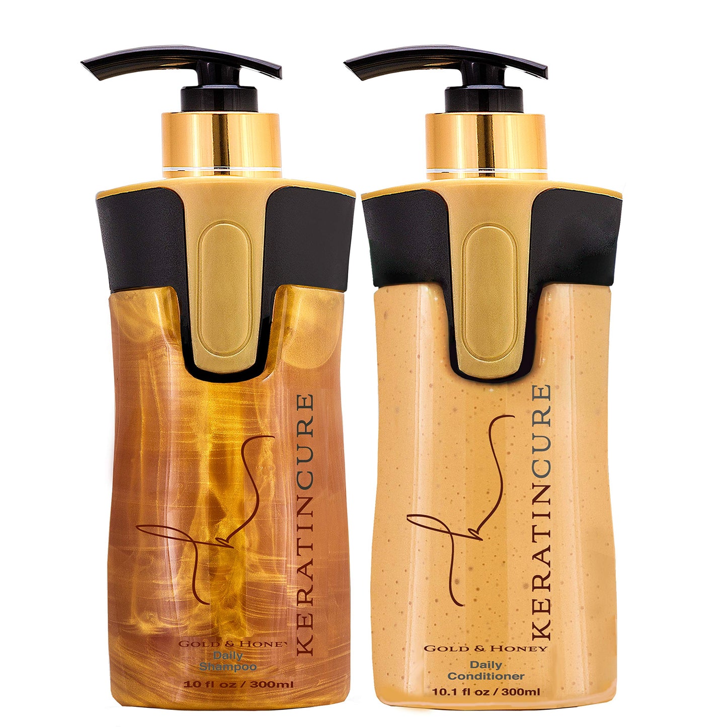 Keratin Cure Gold & Honey 2 Piece Hair Care Sulfate Free Shampoo, Conditioner for Repair Moisturize with Protein & Organic Extracts for keratin
