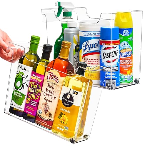 Sorbus Roll Out Bottle Organization Bins - 2 Sizes Pantry Under Sink Organizer with Wheels & Handles - Clear Plastic Organizing Containers…