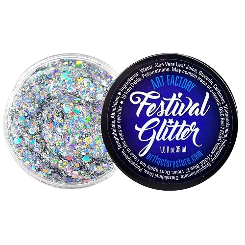 Art Factory Starstruck Silver Chunky Body Glitter Gel - Holographic Cosmetic Glitter for Face, Hair & Body - Festival Rave Makeup, Long Wear Hair