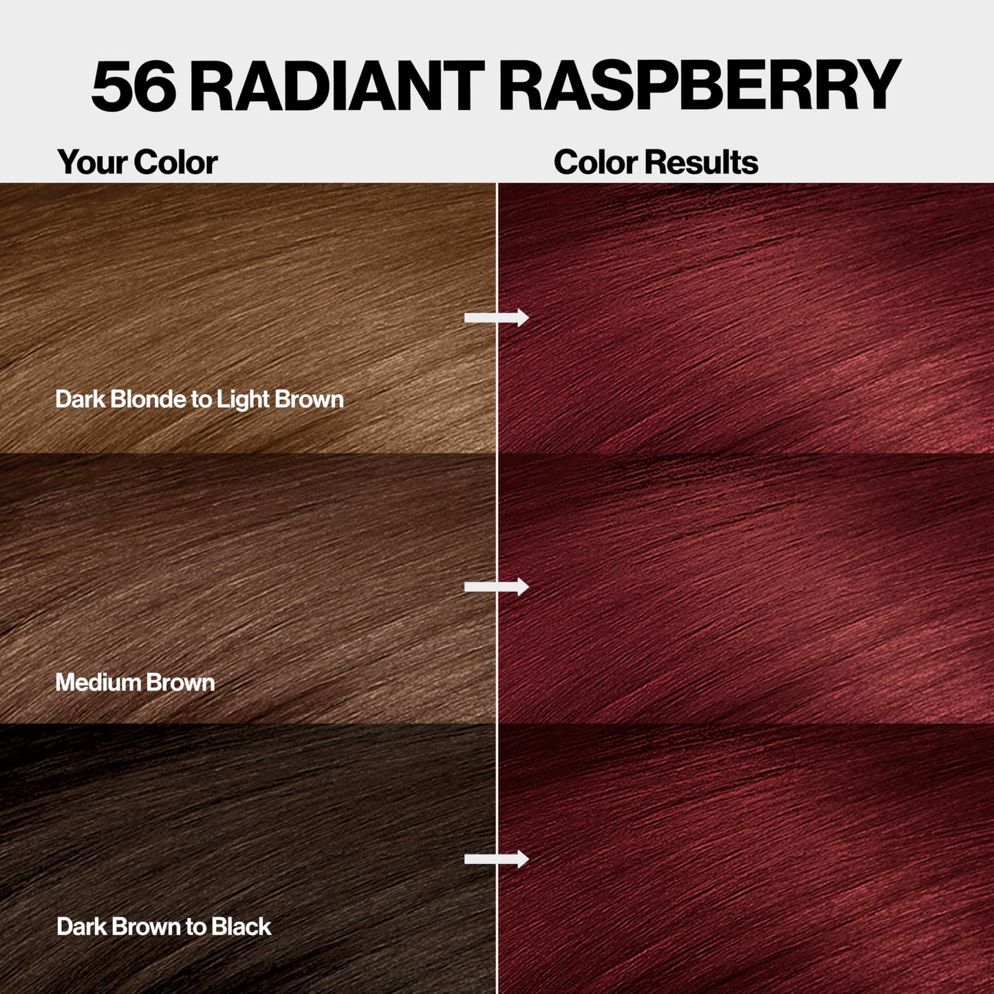 Revlon ColorSilk with Bond Repair Complex, Permanent Hair Color, 100% Gray Coverage, Ammonia Free Dye, Vegan Keratin, 56 Radiant Raspberry, 3 pack