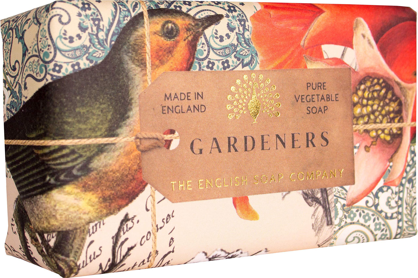 The English Soap Company Anniversary Wrapped Bar, Exfoliating Shea Butter Soap, Exfoliating Soap Bar for Body, Gardeners Pink Grapefruit Scent 0.42