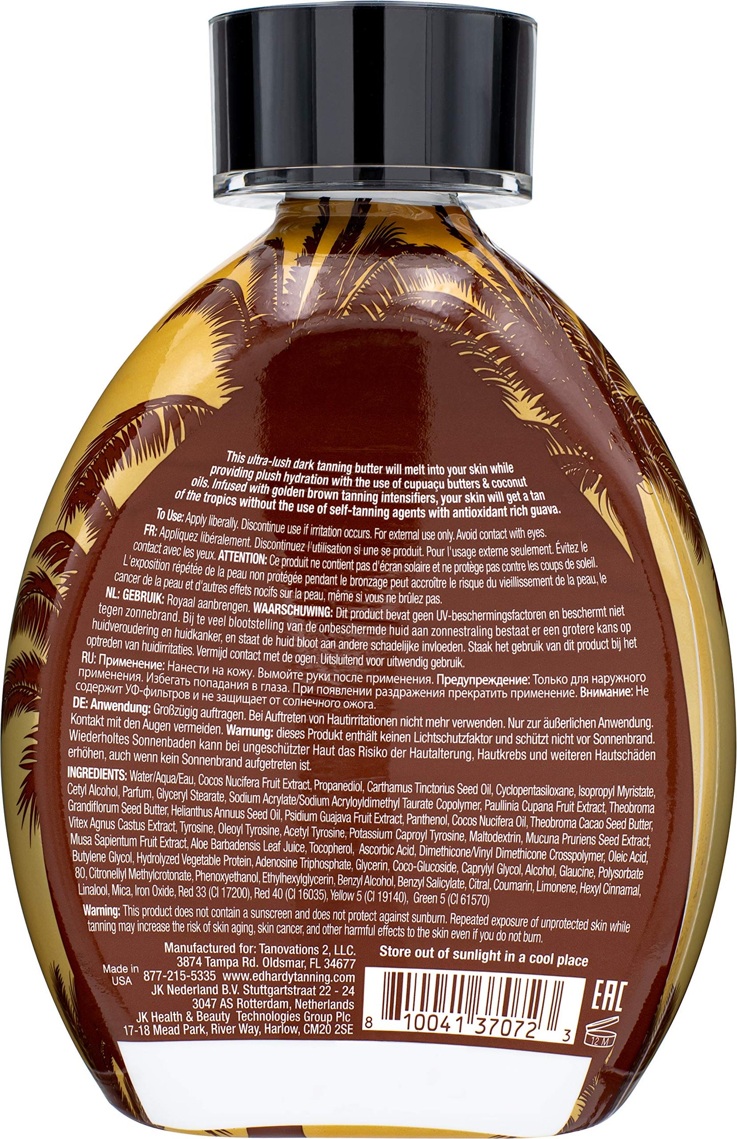 Ed Hardy Brazilian Browning Butter Dark Tanning Lotion - Skin Softening Golden Tanning Butter with Cupuacu Butters & Coconut Oils for Intense Skin