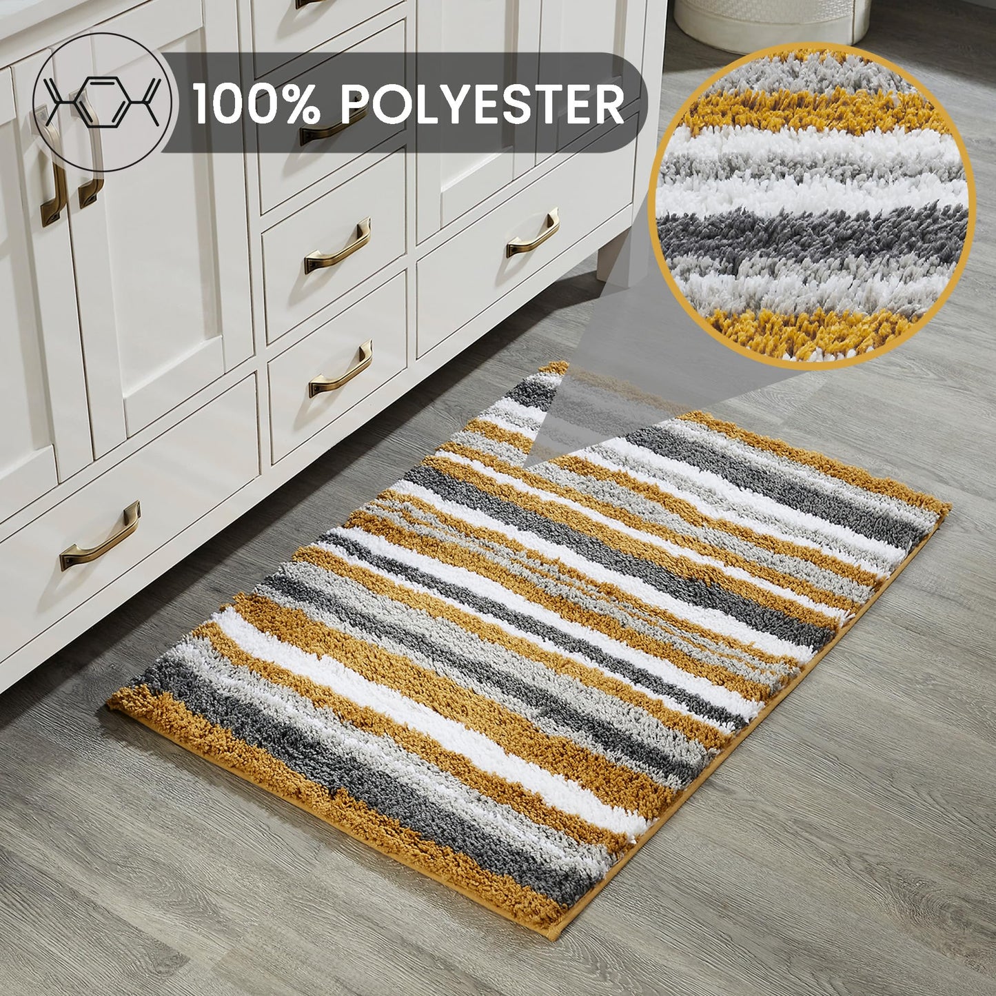 Better Trends Griffie Collection Bathroom Mat -Yellow Bathroom Rugs, Washable, Quick Dry & Absorbent Bath Mat, Farmhouse Bathroom Rug, Bath mats…