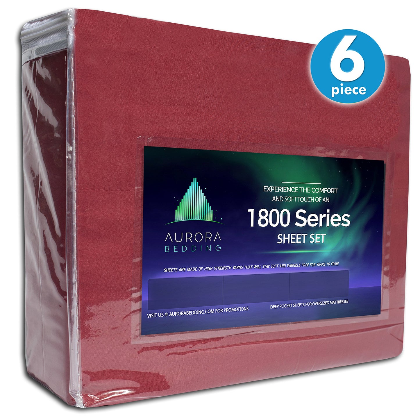 Aurora Bedding # 1 1800 Series 6 Piece Bed Sheet Set with Deep Pocket-Luxury, Soft, Comfort, Hypoallergenic-Same Price with 2 Extra