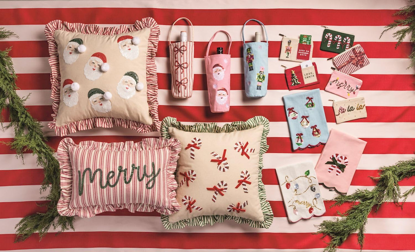 Mud Pie Christmas Candy Cane Sequin Towel