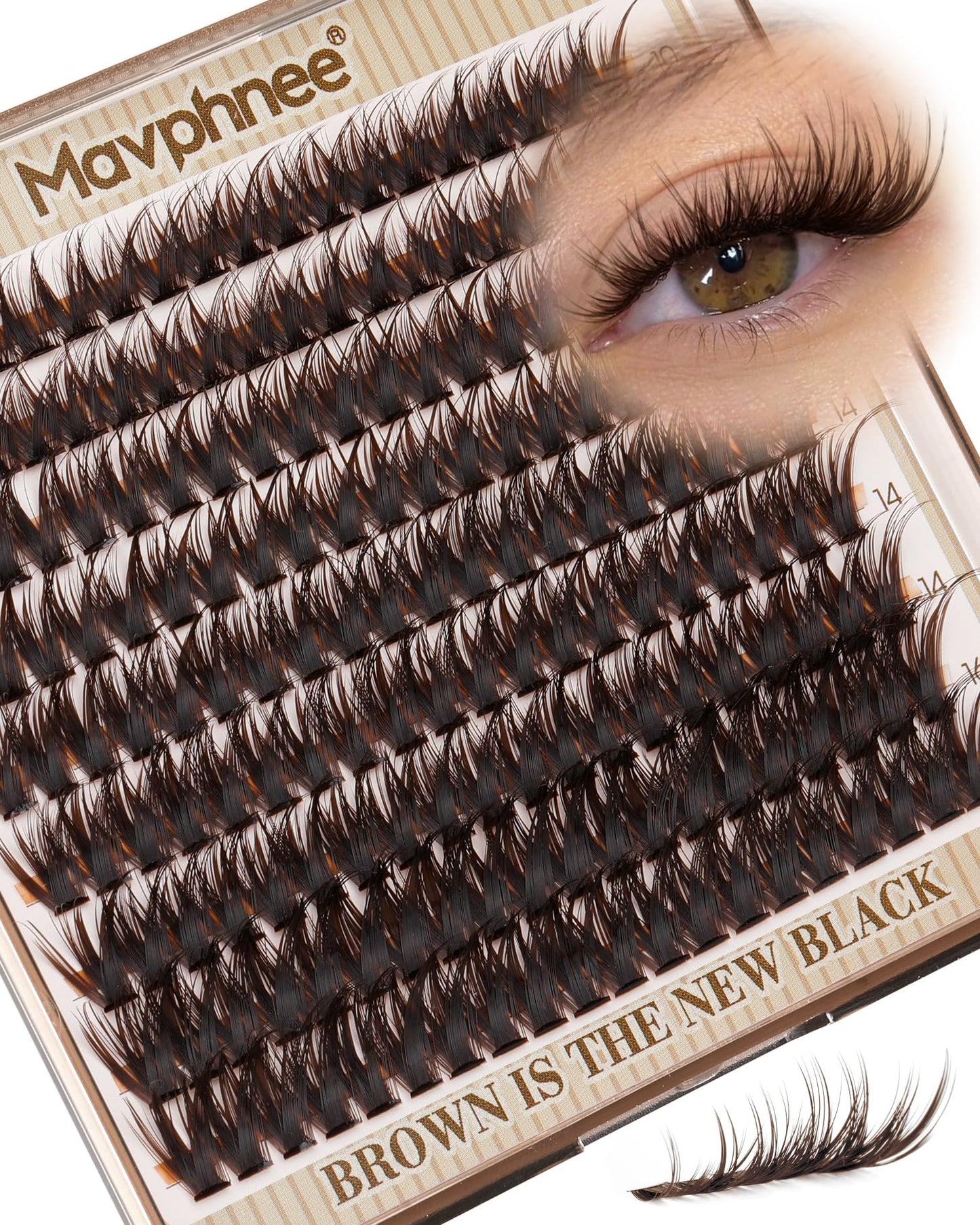 Mavphnee Brown Lash Clusters Wispy Natural Eyelash Extensions Dark Brown Individual Lashes 10-16MM CC-Curly Cluster Lashes Extensions 180Pcs Hybrid Beauty and Personal Care Mavphnee Default Title
