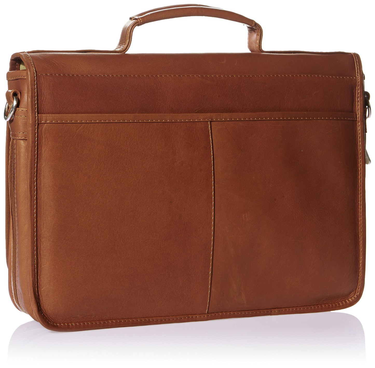 Piel Leather Double Loop Expandable Laptop Briefcase, Saddle, One Size