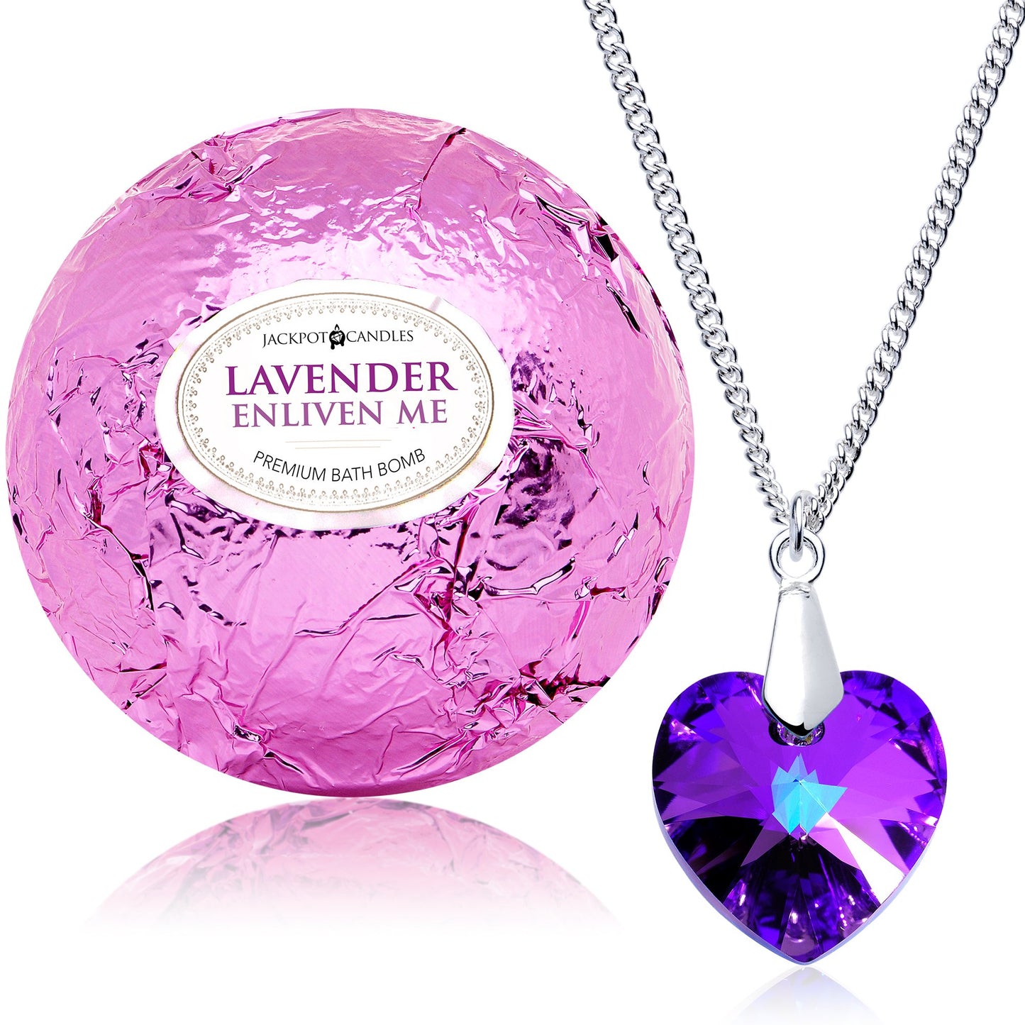 Enliven Me Lavender Bath Bomb with Necklace Created with Crystal Extra Large 10 oz. Made in USA
