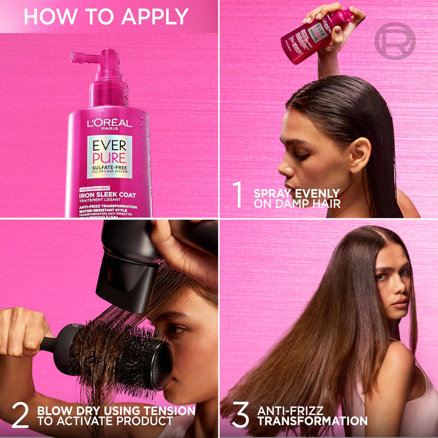 L'Oreal Paris Sulfate Free Iron Sleek Coat, Anti-Frizz Hair Treatment Spray with Heat Protection & Humidity Protection, Semi-Permanent Smoothing Beauty and Personal Care L'Oreal Paris