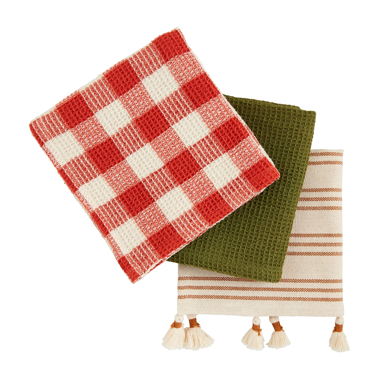 Mud Pie Cotton Towel Set, Orange, 14" x 21"