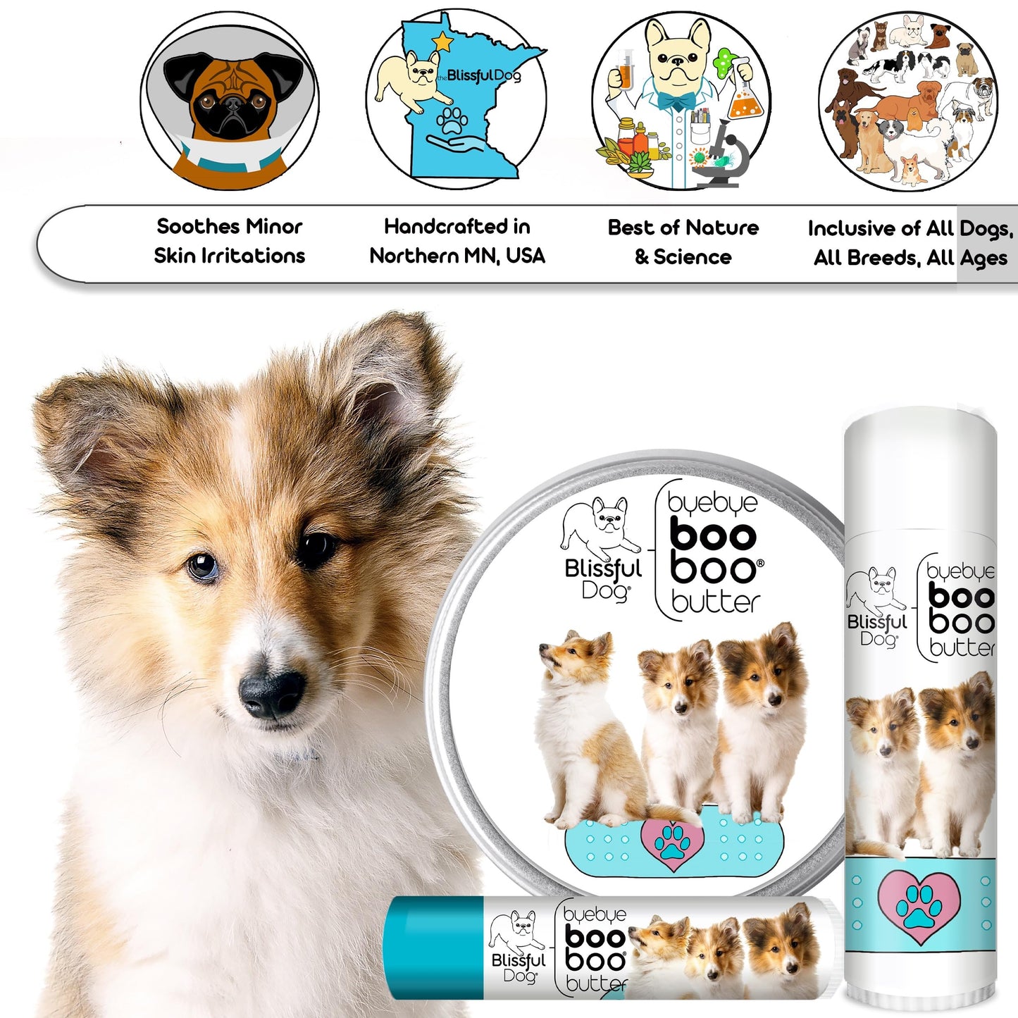 The Blissful Dog .50 oz Tube Shetland Sheepdog Booboo Butter Beauty and Personal Care The Blissful Dog