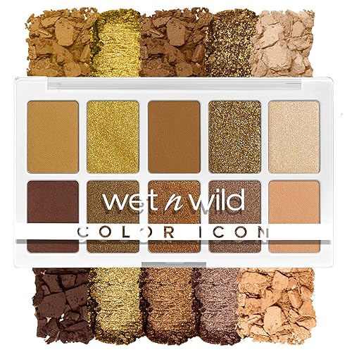 wet n wild Color Icon 10-Pan Eyeshadow Makeup Palette, Yellow Call Me Sunshine, Long Lasting, Shimmer, Metallic, Glittery, Matte, Rich Smooth Pigment