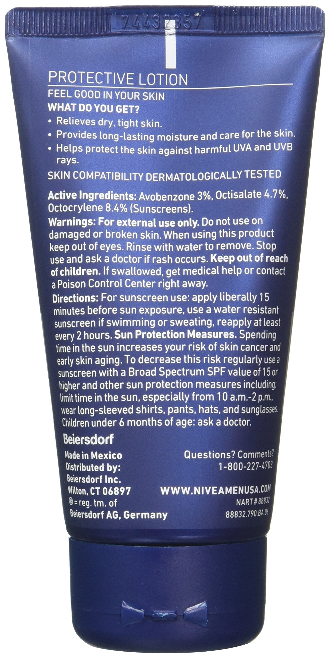 NIVEA FOR MEN Original, Protective Lotion SPF 15 2.50 oz (Pack of 2)