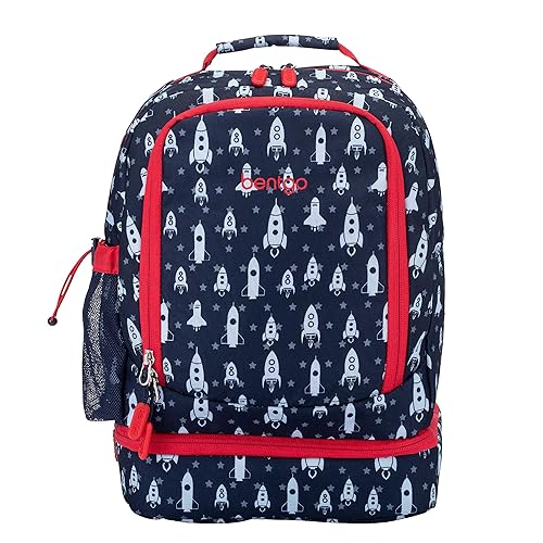 Bentgo Kids 2-in-1 Backpack & Insulated Lunch Bag - Durable 16” Backpack & Lunch Container in Unique Prints for School & Travel - Water Resistant, Padded & Large Compartments (Rocket)