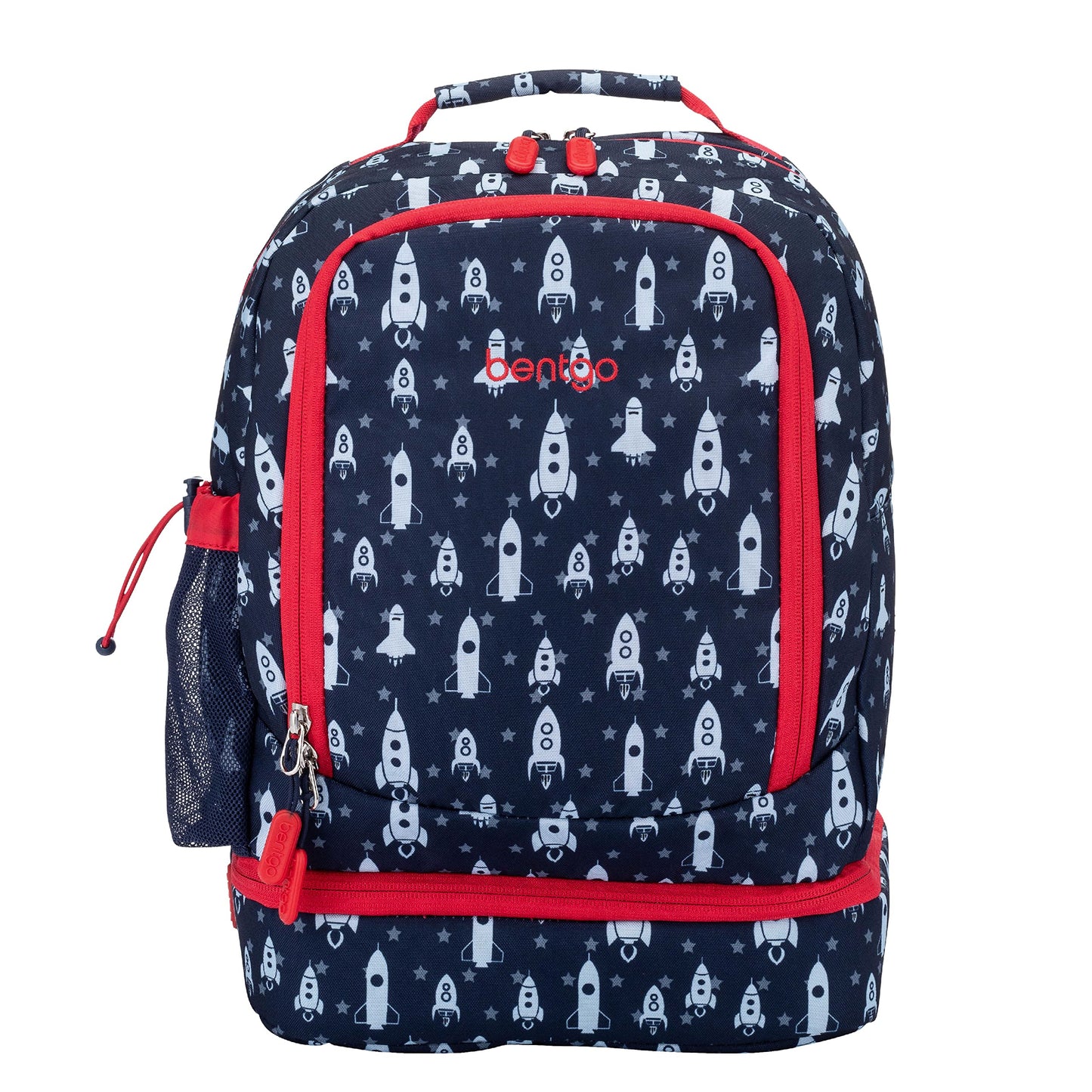 Bentgo Kids 2-in-1 Backpack & Insulated Lunch Bag - Durable 16” Backpack & Lunch Container in Unique Prints for School & Travel - Water Resistant, Padded & Large Compartments (Rocket)
