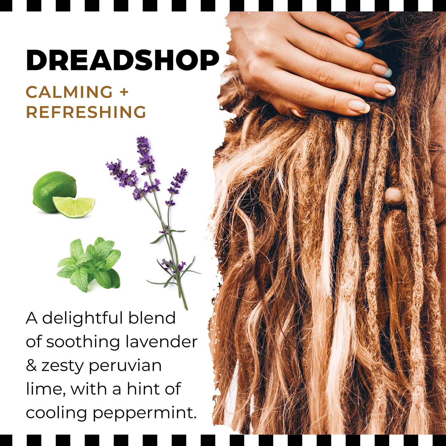 Dollylocks Refreshening Spray for Locs, Braids, Extensions, Dreadlocks | Lavender Lime Peppermint | Plant-based, Residue-free, Sulfate-free | Refresh