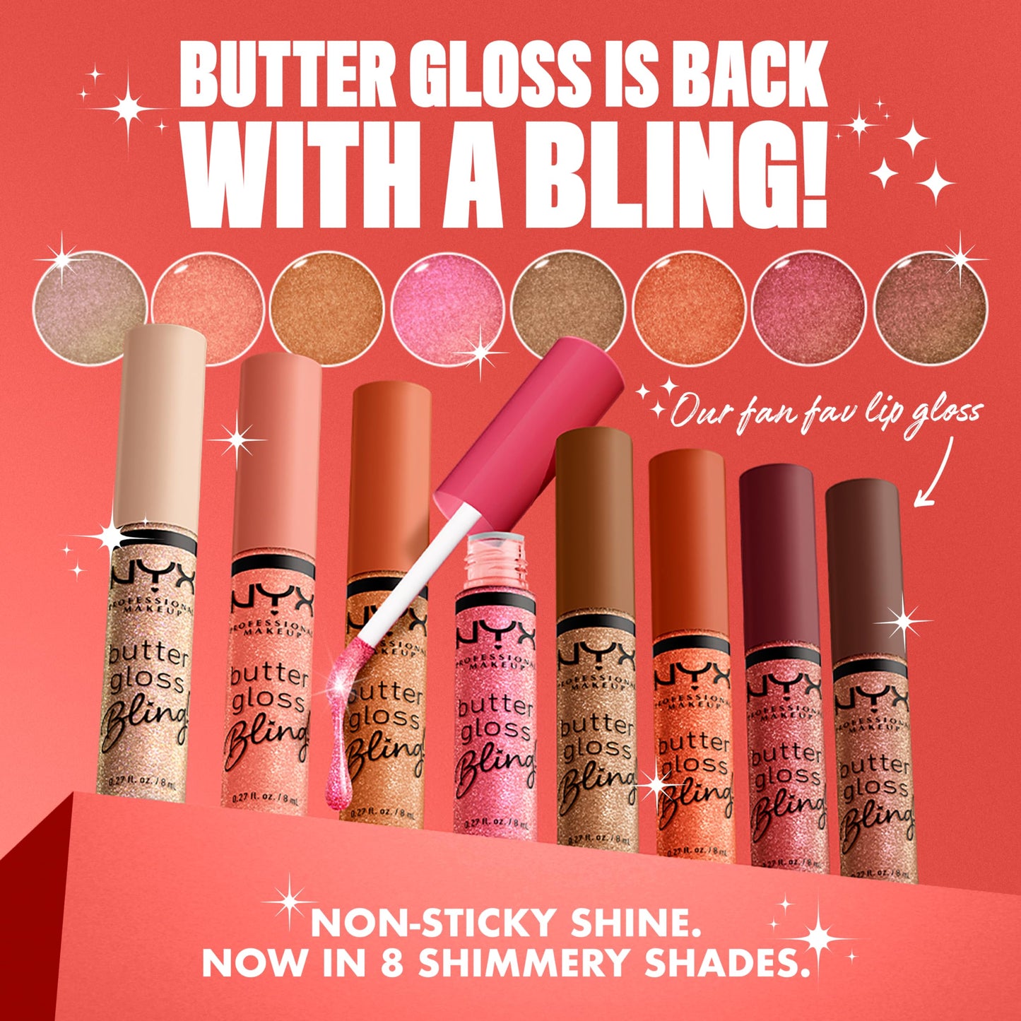 NYX PROFESSIONAL MAKEUP Butter Gloss Bling Lip Gloss, Non Sticky and Shiny Vegan Lip Makeup - Pay Me In Gold