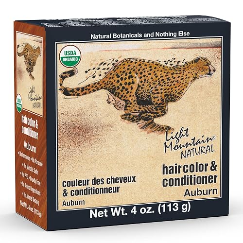 Light Mountain Henna Hair Color & Conditioner - Auburn Hair Dye for Men/Women, Organic Henna Leaf Powder and Botanicals, Chemical-Free, Semi-Permanent