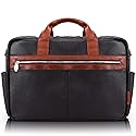 McKleinUSA Southport Pebble Grain Calfskin Leather 17" Leather Two-Tone Dual-Compartment Laptop & Tablet Briefcase Black (19102) 17.5"x4"x12"