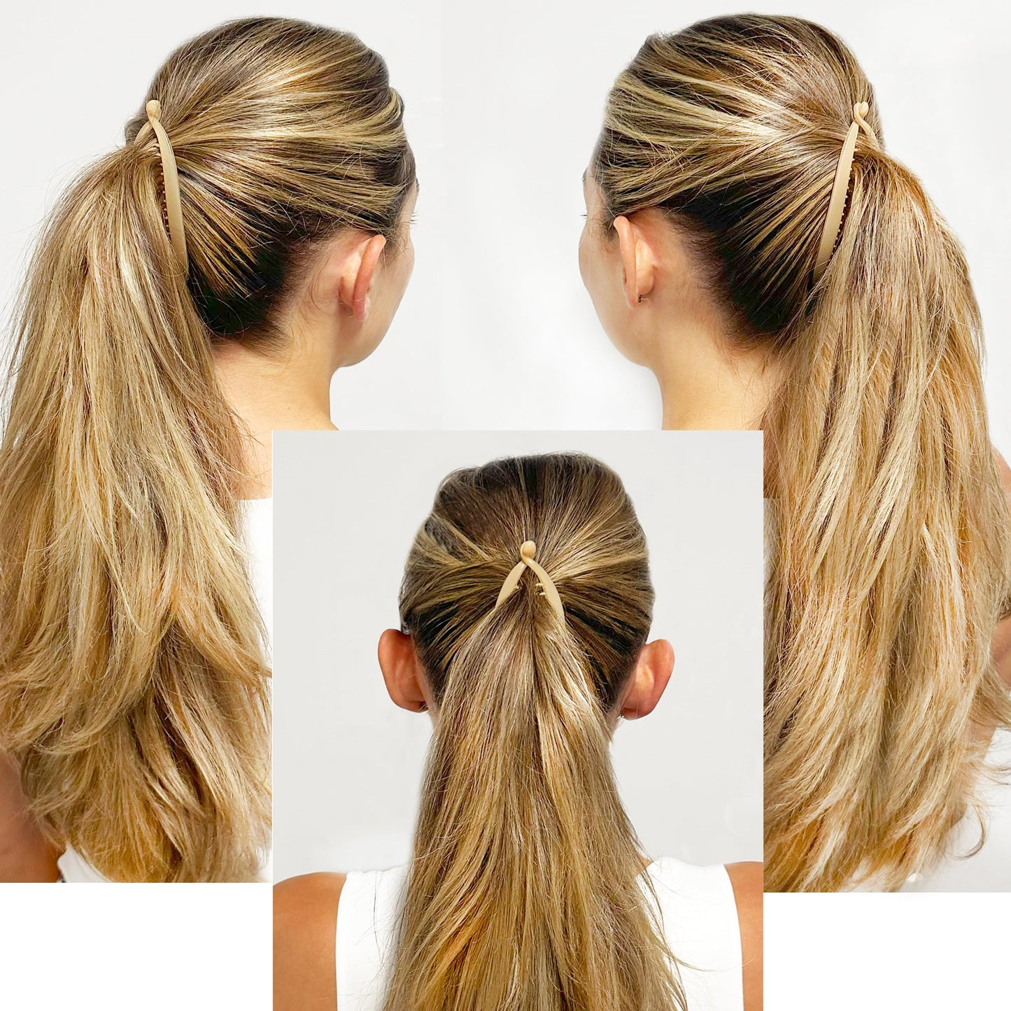 Camila Paris CP3133 2 Pack French Banana Clip Hair Comb Classic Girls Updo Flexible Ponytail Holder Interlocking Banana Combs, Fashion Durable Styling