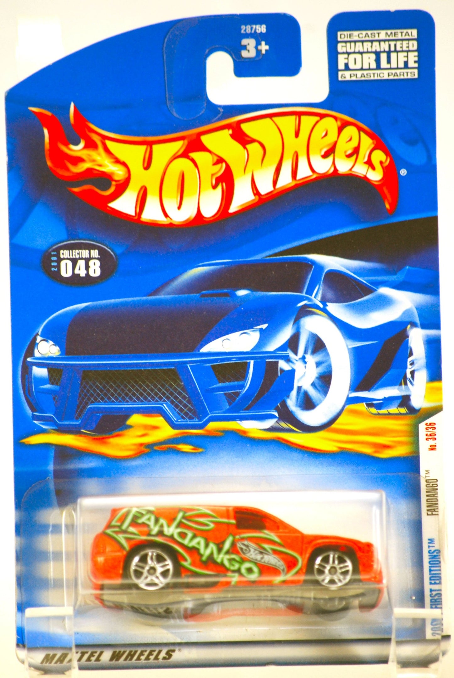 Hot Wheels 2001 - Mattel Fandango (Orange Metallic) - #36 of 36 Cars - 2001 First Editions - Collector #048 - MOC - OOP - Limited Edition…