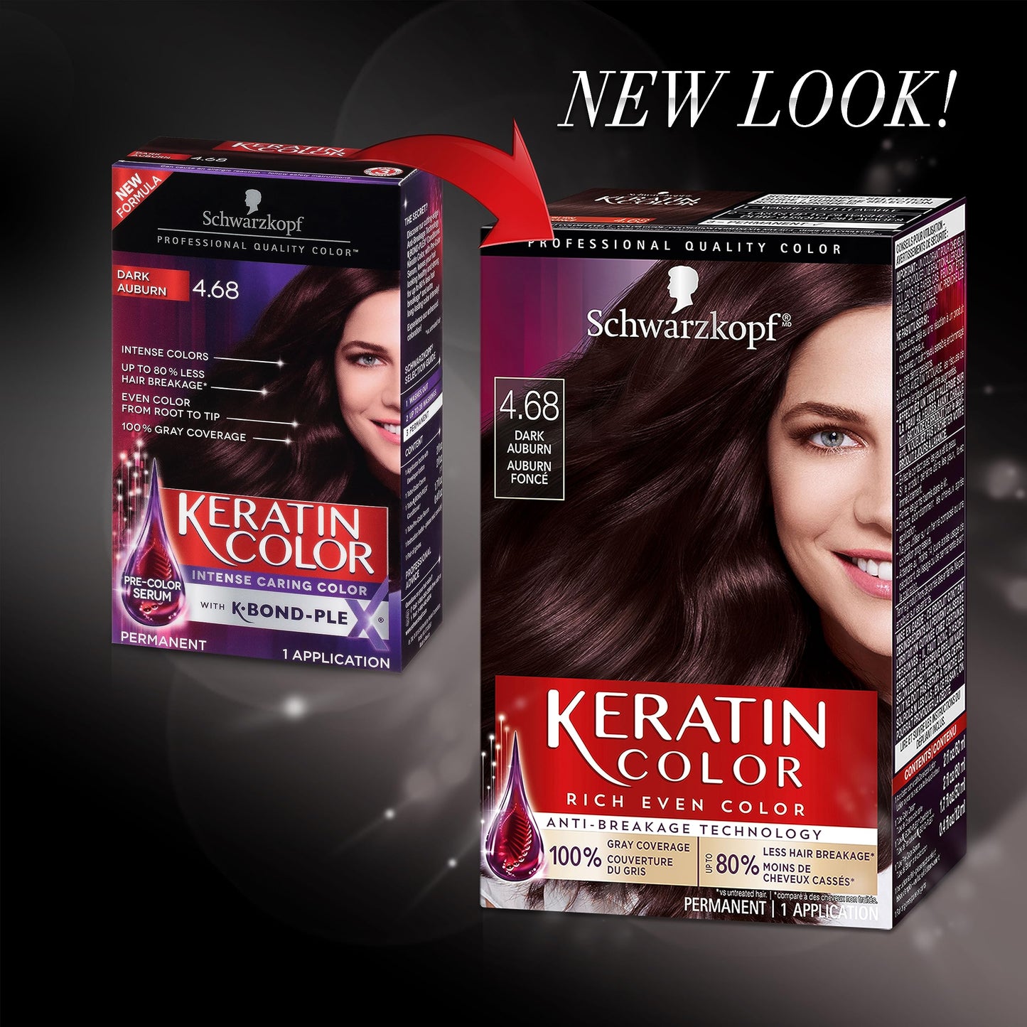 Schwarzkopf Keratin Color Permanent Hair Color Cream, 4.68 Dark Auburn, 1 Kit