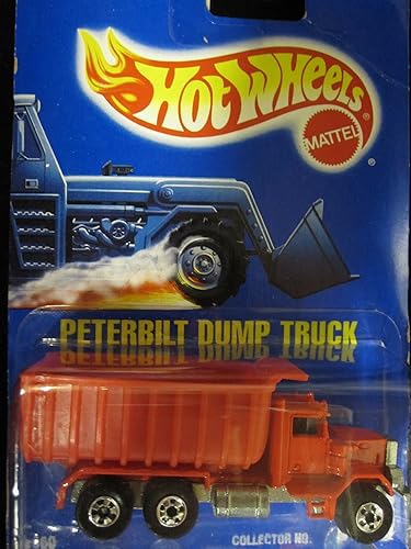 Peterbilt Dump Truck 1990 Hot Wheels Red with Basic Wheels on Solid Blue Card (1:64 Scale Collectible Die Cast Metal Toy Car Model #100
