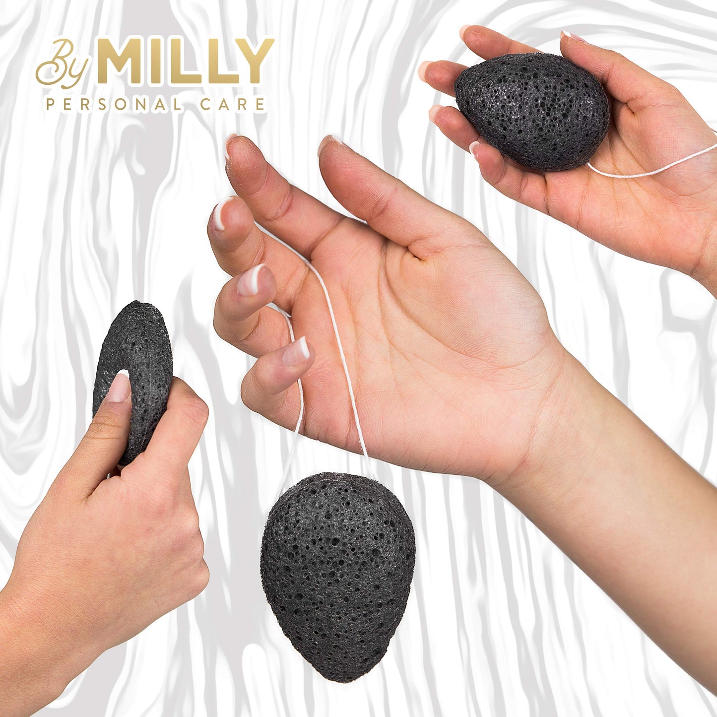 Konjac Sponge for Face | All Natural and Reusable | Konjac Facial Sponge with Activated Bamboo Charcoal | Gentle Exfoliating Sponge for Face |