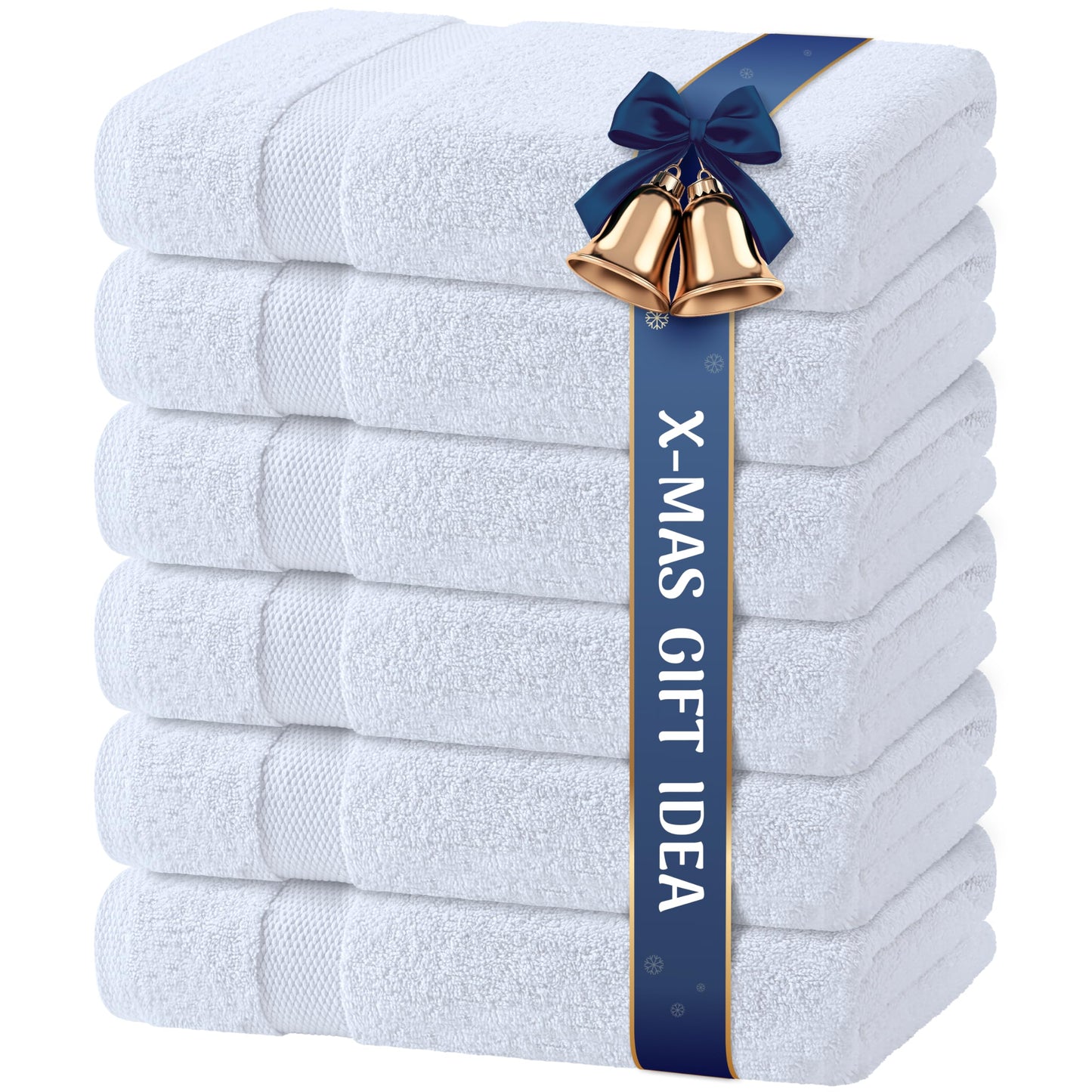 Wealuxe White Bath Towels 24x50 Inch, 6 Pack - Extra Absorbent Cotton Towel Set for Bathroom