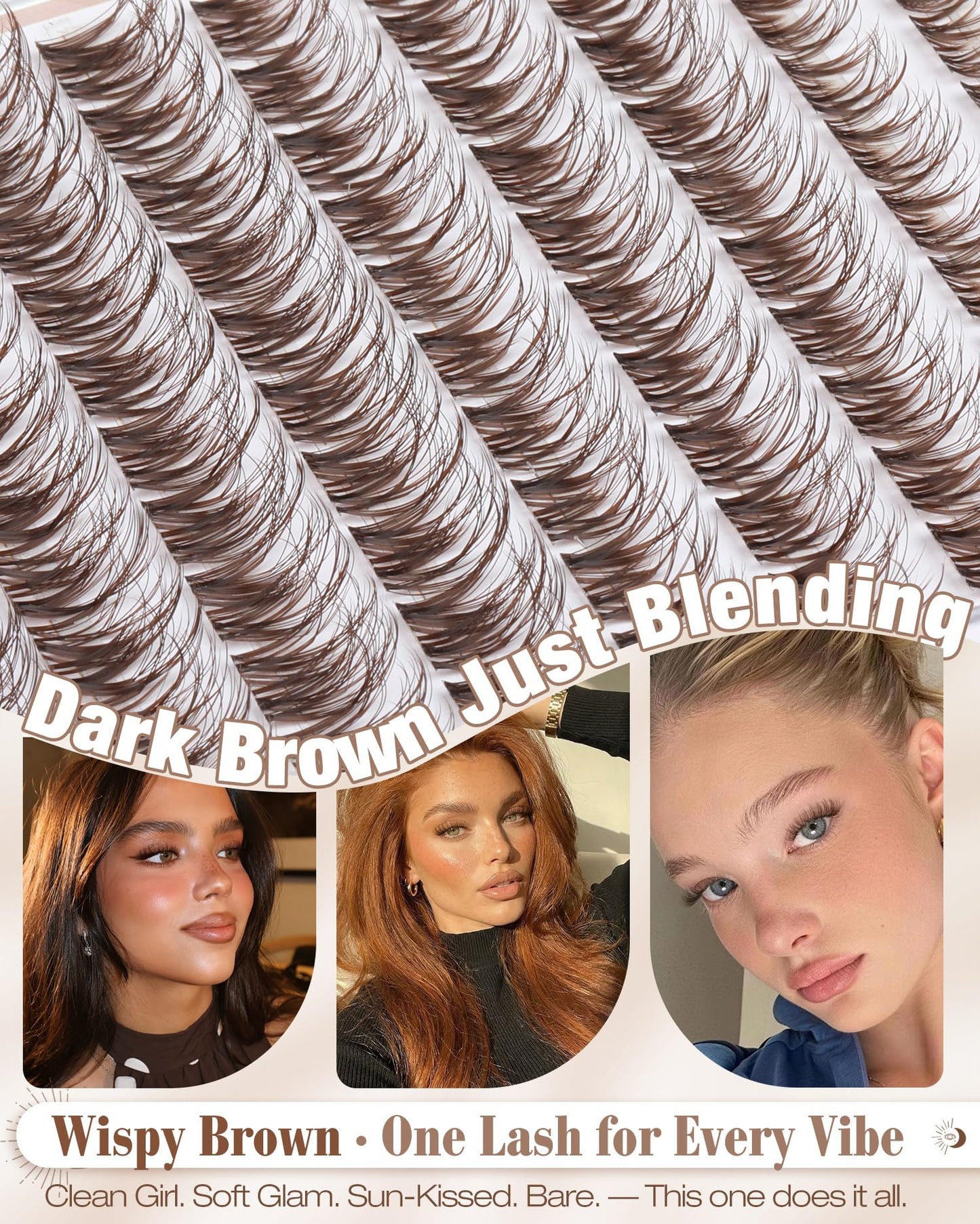 Brown Lash Clusters Kit Spider Cluster Eyelash Extensions Kit Fluffy Wispy Individual Lash Extensions 10-16MM CC Curl Clear Band Eyelash Clusters Beauty and Personal Care Mavphnee
