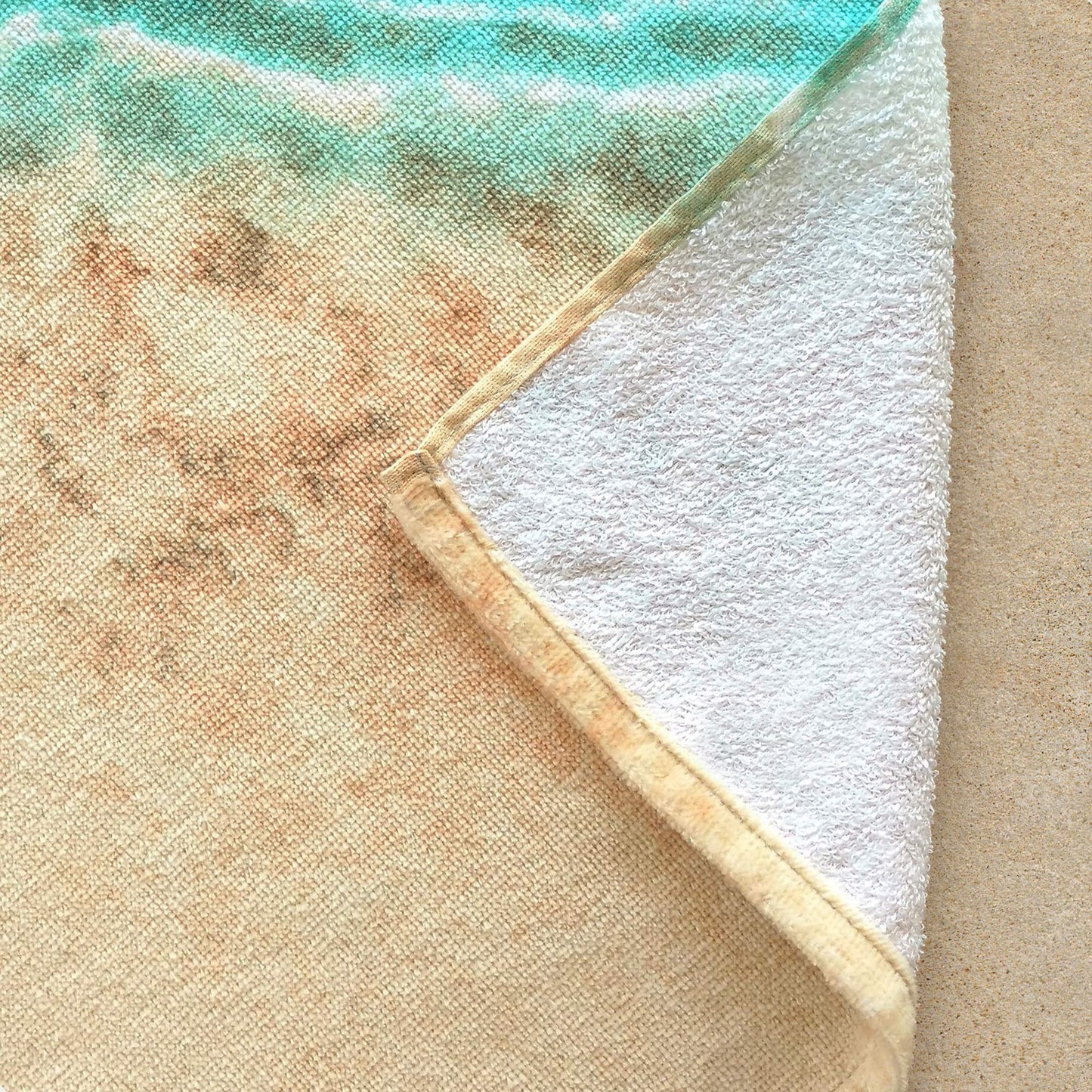 Softerry Starfish & Seashells Beach Towel 30 x 60 inch Velour Terry 100% Cotton, Blue and Sand