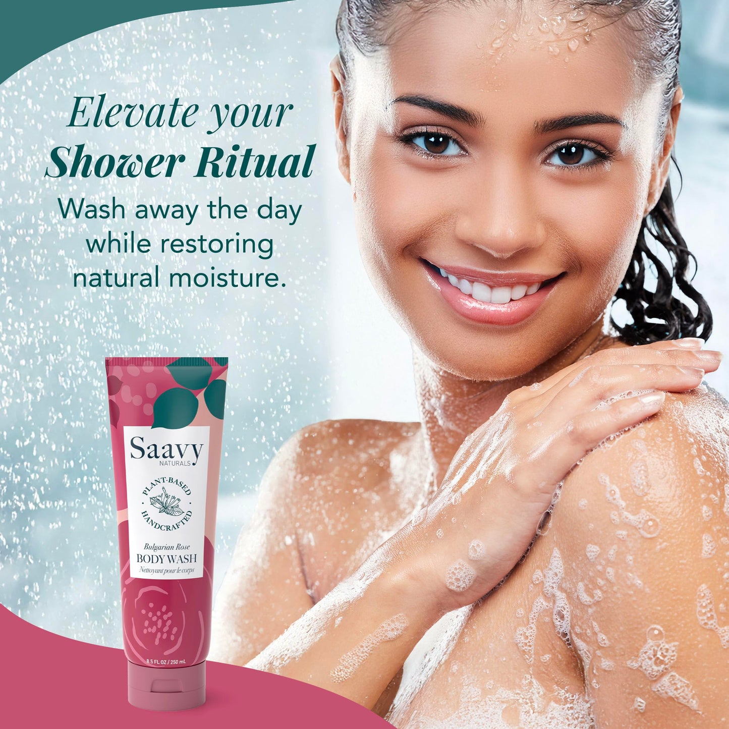 Saavy Naturals Moisturizing Body Wash for Sensitive Skin- Plant-Based & Pure with Coconut Oil, Shea Butter & Aloe Vera - Paraben-Free, Cruelty-Free