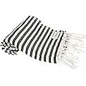Bersuse 100% Cotton Malibu Turkish Towel - 37x70 Inches, Black