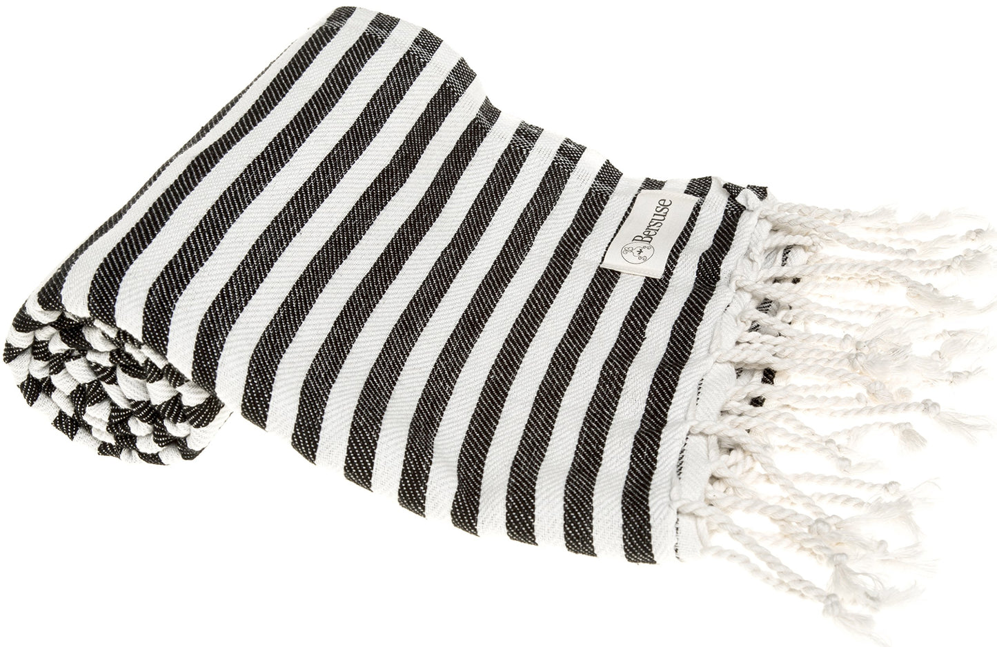 Bersuse 100% Cotton Malibu Turkish Towel - 37x70 Inches, Black