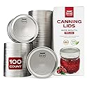 FORJARS - Wide Mouth Canning Lids, 100-Pack - Create Airtight Seals on Mason Jars to Preserve Food for Meal Prep & Emergency Food Storage - 3.4 In.…