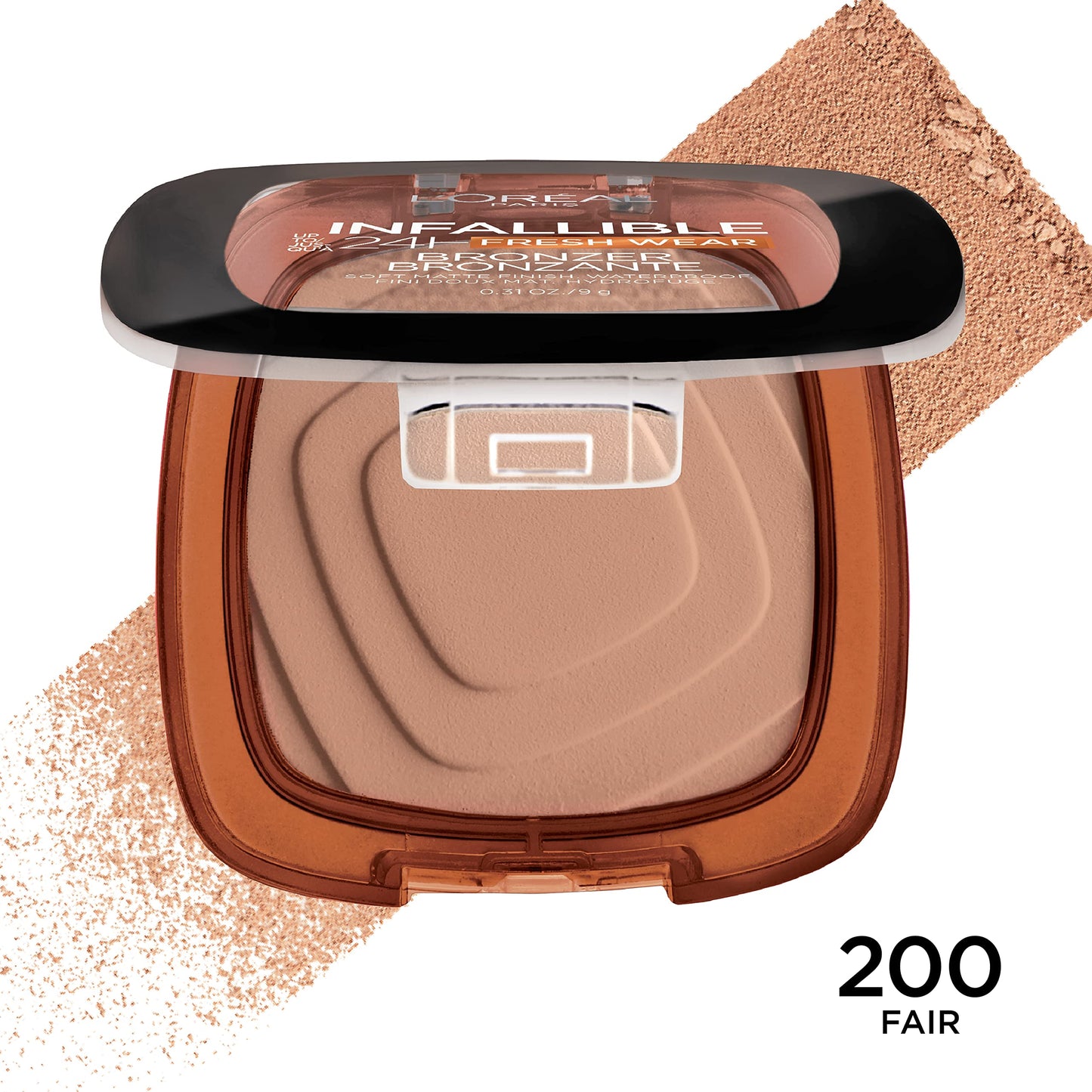L'Oréal Paris Infallible 24H Fresh Wear Soft Matte Bronzer, Longwear, Waterproof, Heatproof, Sweat & Transfer Resistant, Fair, 0.31 oz