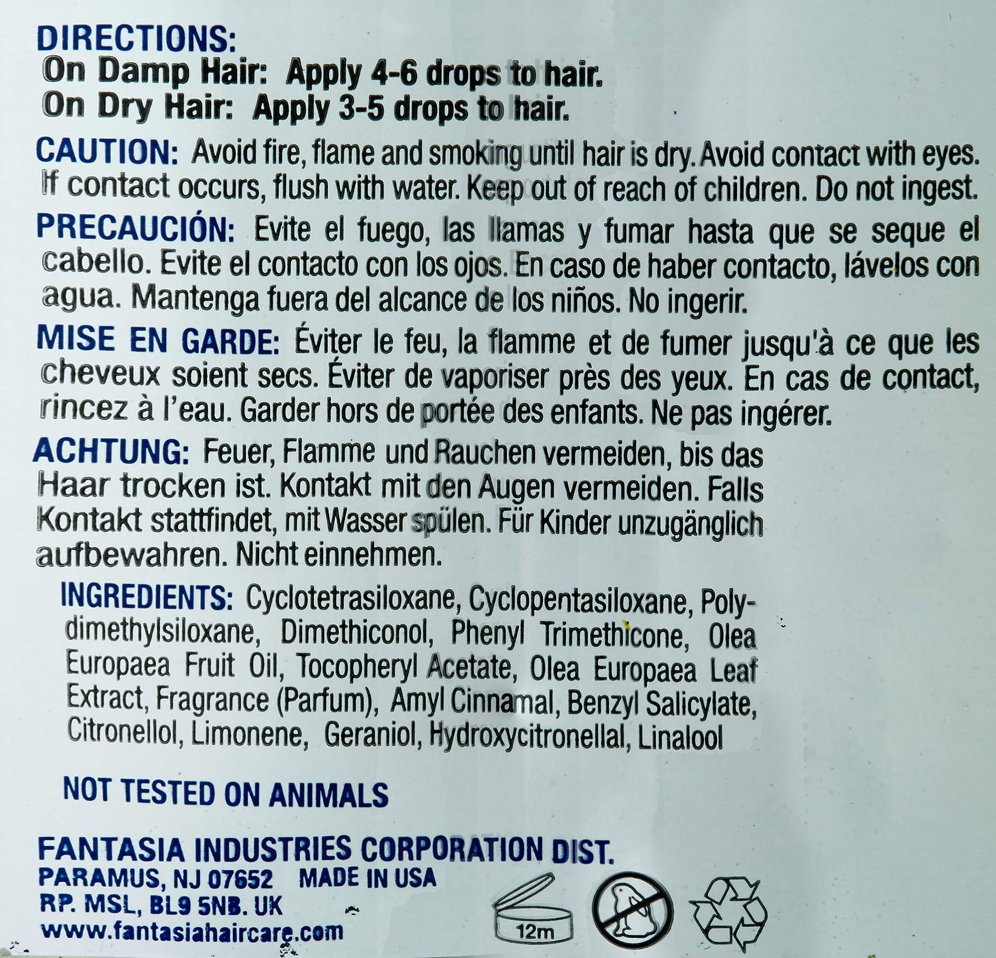 Fantasia Hair Polisher Olive Serum, 2 Oz, 2 Ounce