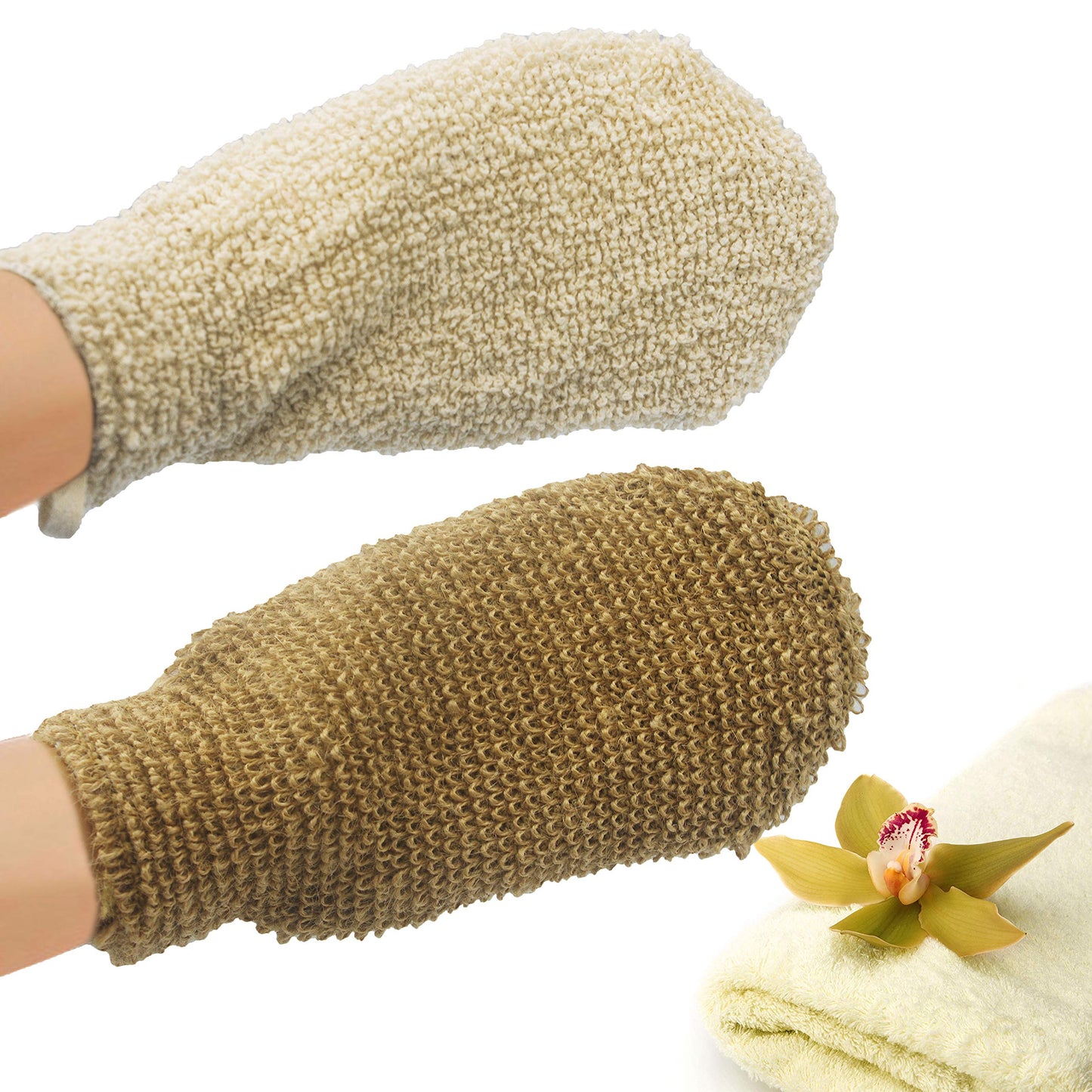 Bleu Bath (2 Pack) Natural Exfoliating Hemp Bath Mitt Shower Gloves Loofah Washcloth Sponge Machine Washable Body Scrubber (Gentle Ramie) Beauty and Personal Care Bleu Bath