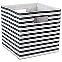 DII Collapsible Polyester Storage Cube, Pinstripe, Black, Large