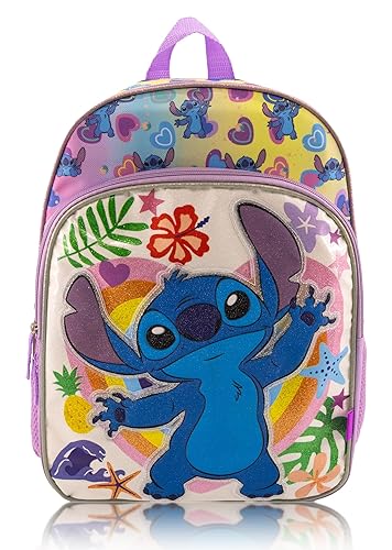 Disney Lilo and Stitch Backpack for Girls, Boys, Unisex | Cute Bag 14" Mini Backpack for Toddlers | Disney Stitch Multicolor Knapsack for School