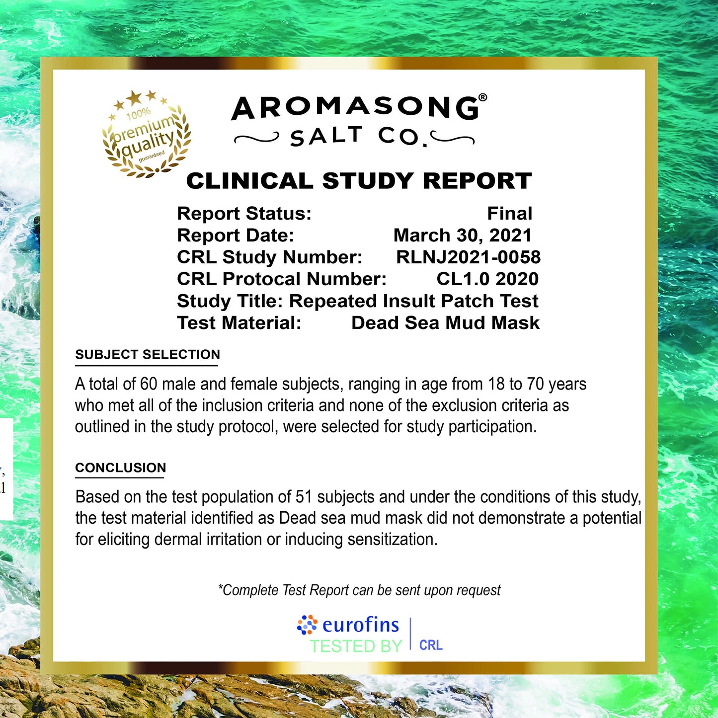 Aromasong 100% Pure Dead Sea Mud Mask - 5 Minute Mask - No Ingredients Added - for Face & Skincare - Blackhead Remover - Anti-aging - Pore Minimizer