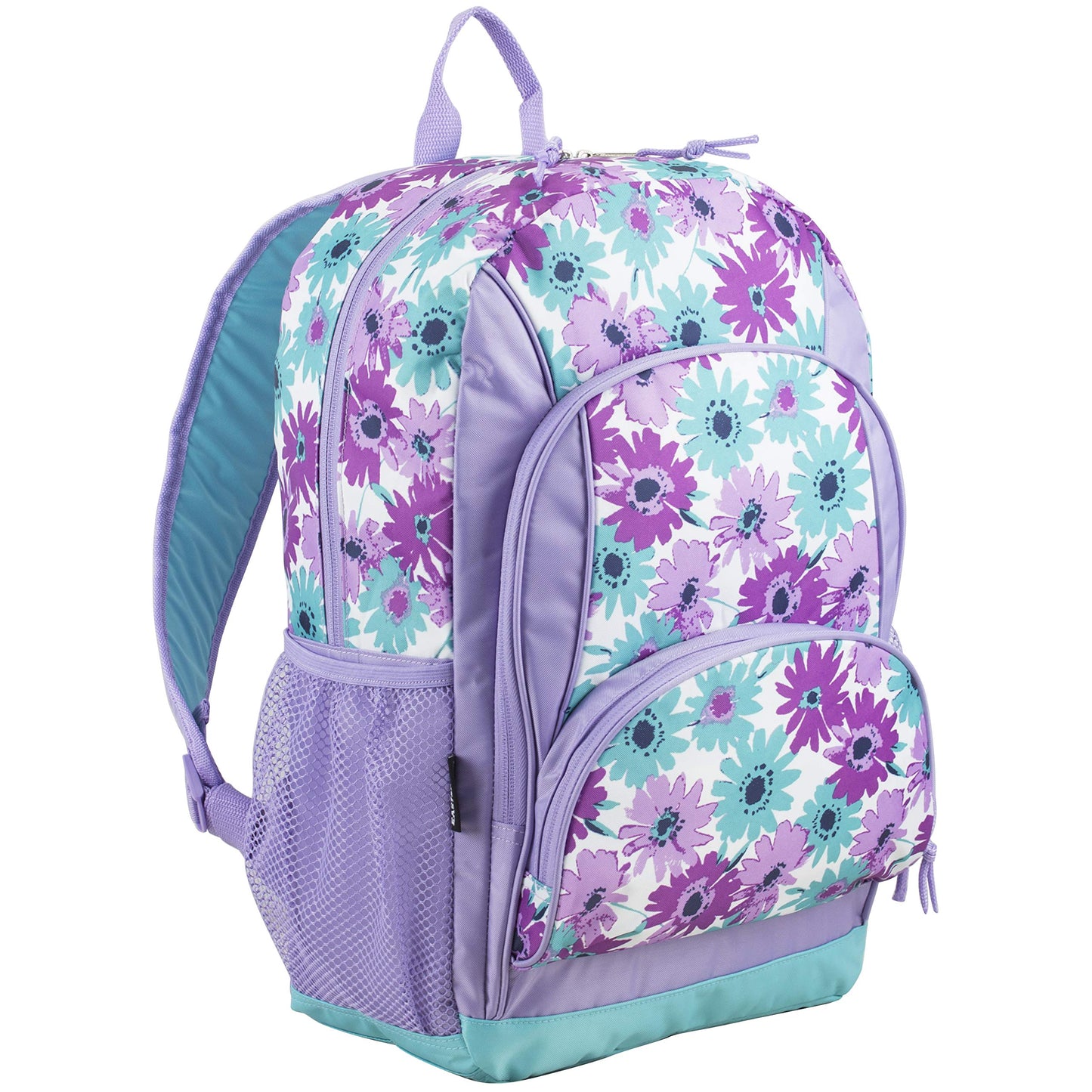 Eastsport Laptop Backpack, Multipurpose Casual Daypack, Triple Compartments Bookbag for College, Hiking, Work, 18 Inches, Purple Flowers
