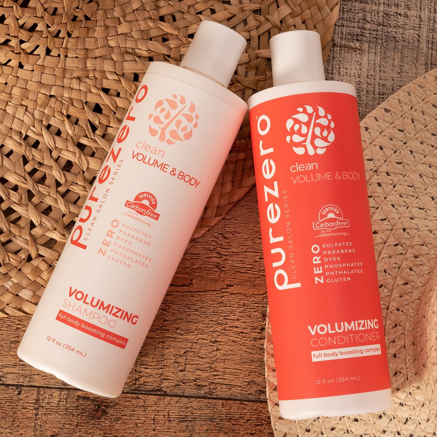 Purezero Volumizing Shampoo and Conditioner Set - Add Volume & Body - Zero Sulfates/Parabens/Dyes -100% Vegan & Cruelty-Free - Great for Color Treated