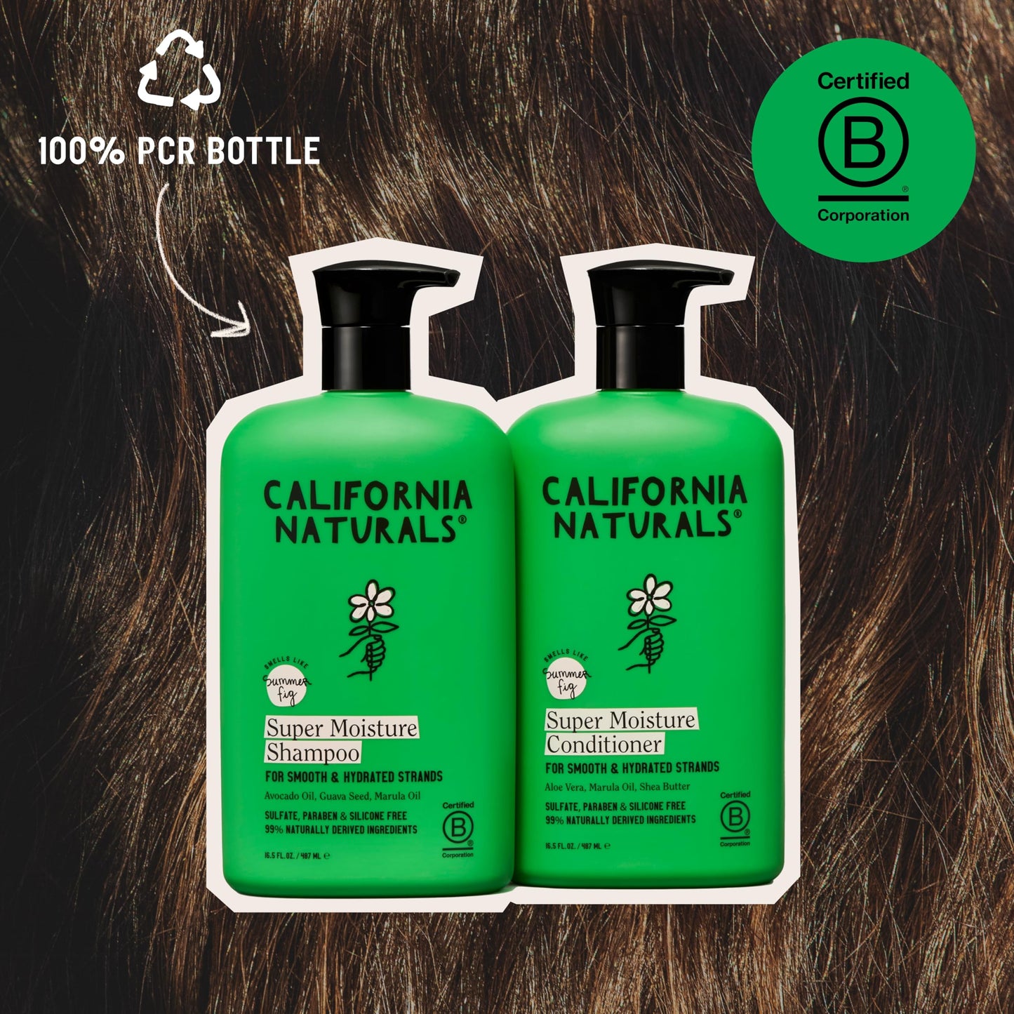 California Naturals Moisture Shampoo and Conditioner for Dry, Damaged Hair, Hair Care Bundle for Women and Men, Natural, Vegan, Cruelty, Silicone