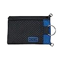 Chums Surfshorts Wallet - Lightweight Zippered Minimalist Wallet with Clear ID Window - Water Resistant with Key Ring (Black/Blue),One-size,18401127