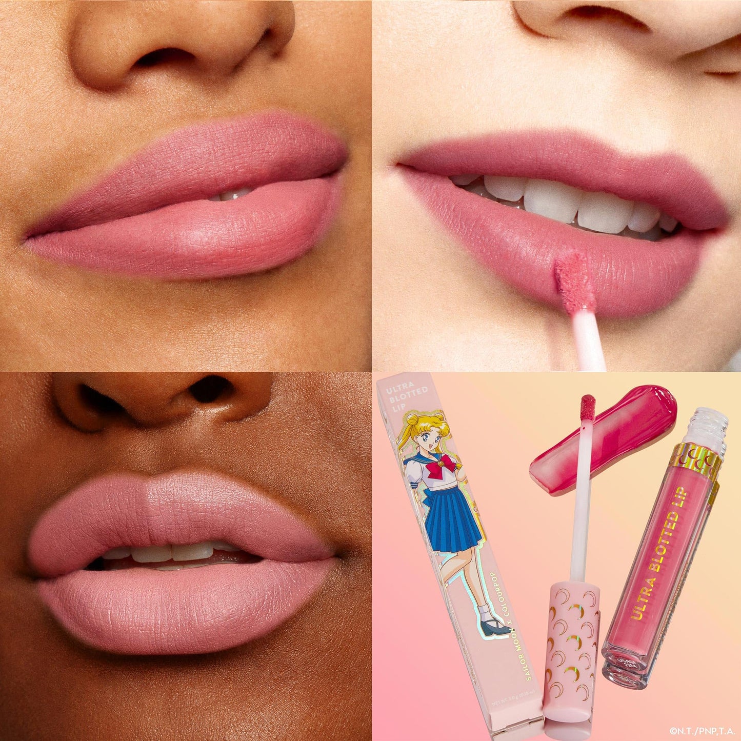 ColourPop x Sailor Moon Ultra Lip Set - High-Shine, Non-Sticky & Hydrating Pink Lip Gloss & Diffused Matte Lipstick Set with a Flexible Paddle