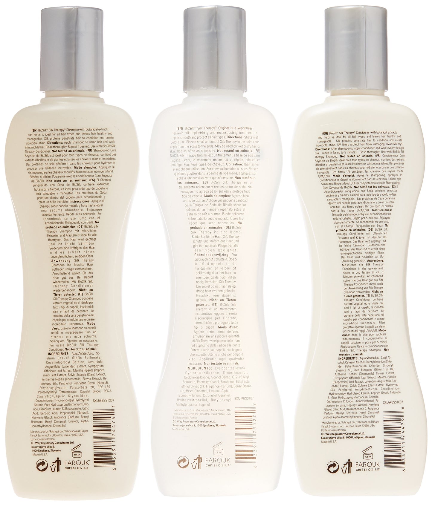 BioSilk Silk Therapy Trio Gift Set: Silk Infused Shampoo, Conditioner & Serum for All Hair Types, Restores & Maintains Hair Health, Paraben & Sulfate